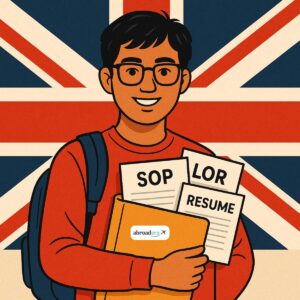 Visual representation of SOP, LOR, and Resume needed for study in UK applications. 